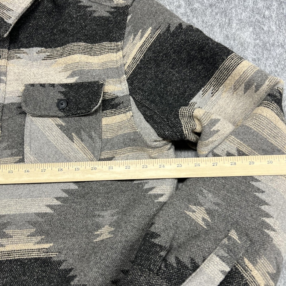 JACHS New York Jacket Mens XL Gray Sherpa Lined Southwestern Flannel Shacket - Picture 11 of 15